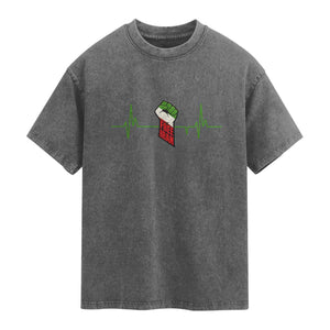 Free Iran Washed Cotton T-Shirt Patriotic Heartbeat Flag Movement Gift