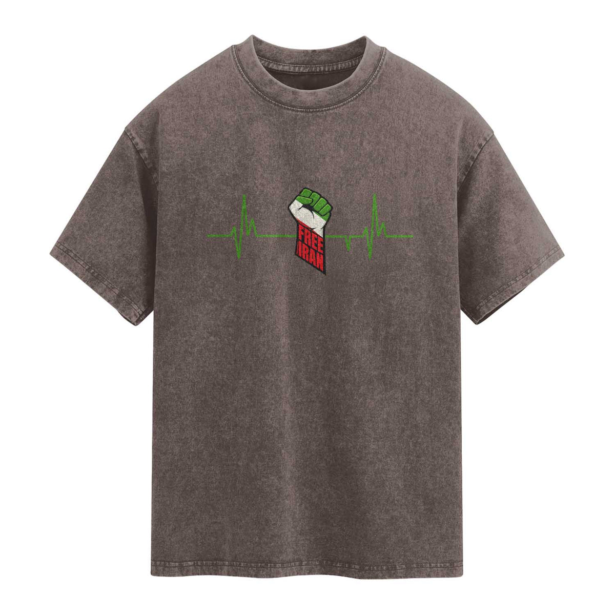 Free Iran Washed Cotton T-Shirt Patriotic Heartbeat Flag Movement Gift