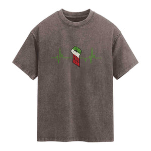 Free Iran Washed Cotton T-Shirt Patriotic Heartbeat Flag Movement Gift