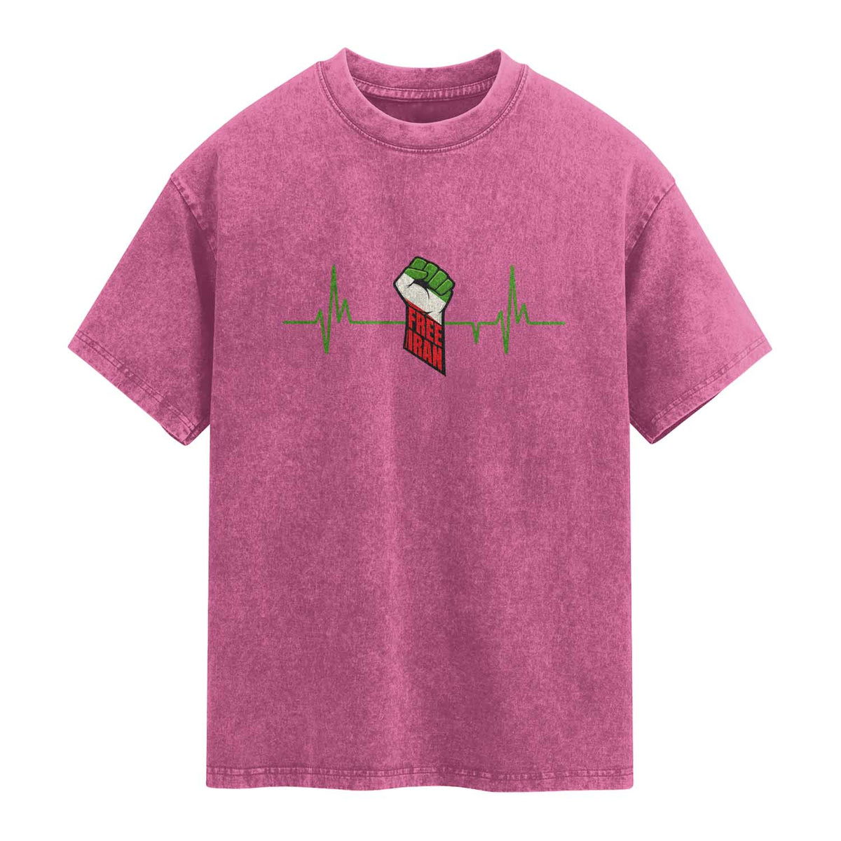 Free Iran Washed Cotton T-Shirt Patriotic Heartbeat Flag Movement Gift