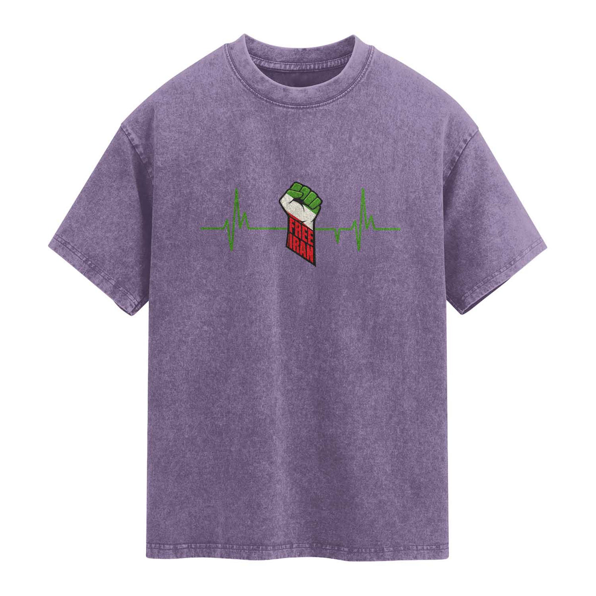 Free Iran Washed Cotton T-Shirt Patriotic Heartbeat Flag Movement Gift