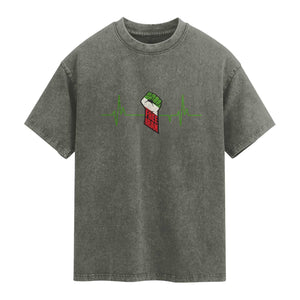 Free Iran Washed Cotton T-Shirt Patriotic Heartbeat Flag Movement Gift
