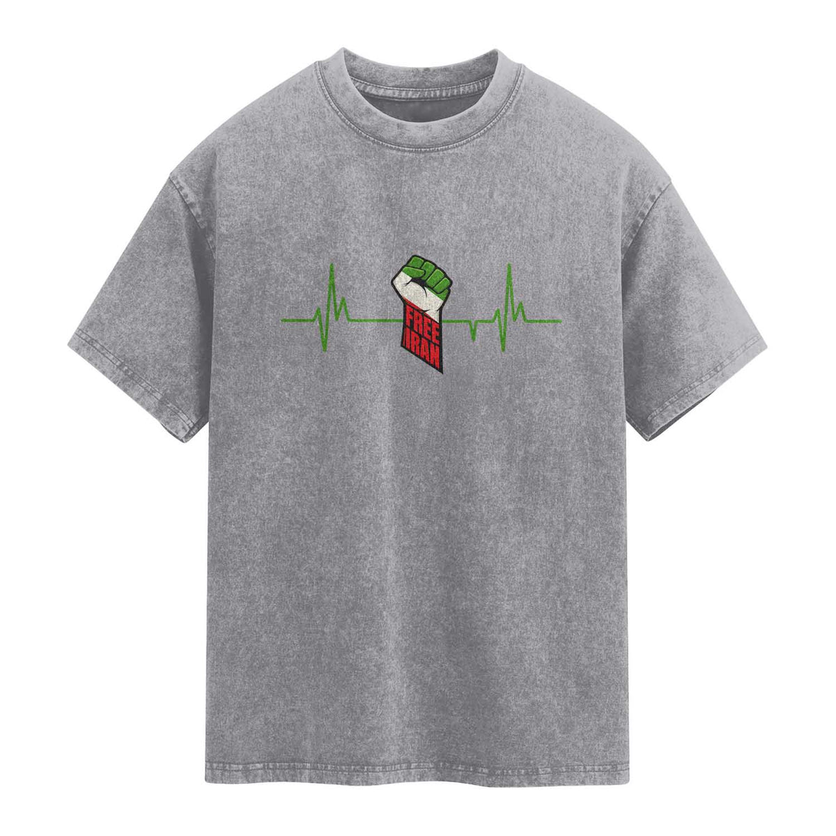 Free Iran Washed Cotton T-Shirt Patriotic Heartbeat Flag Movement Gift