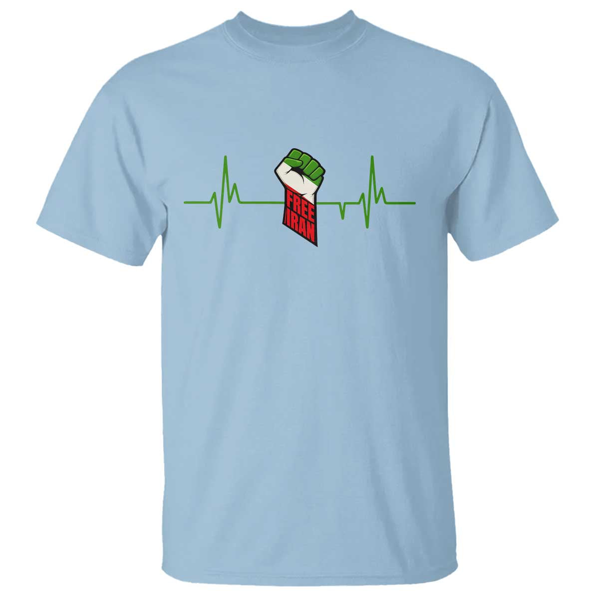 Free Iran T Shirt Patriotic Heartbeat Flag Movement Gift TS12 Light Blue Print Your Wear
