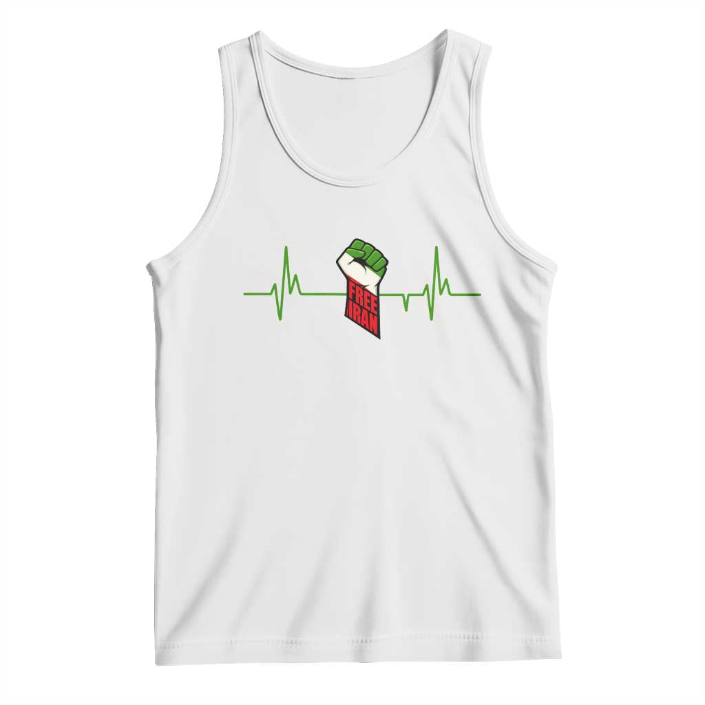 Free Iran Tank Top Patriotic Heartbeat Flag Movement Gift TS12 White Print Your Wear