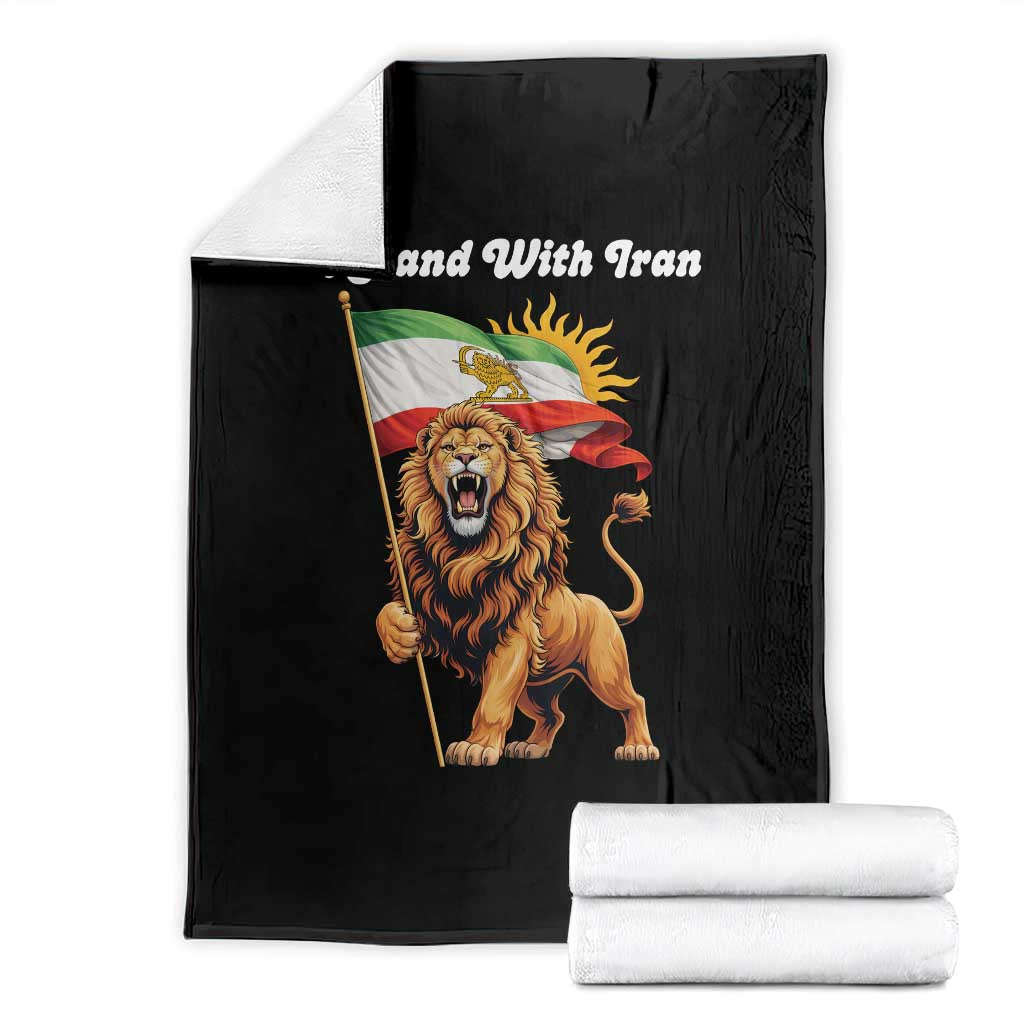 I Stand With Iran Throw Blanket Freedom Lion Patriotic Resistance Gift TS12 Black Print Your Wear