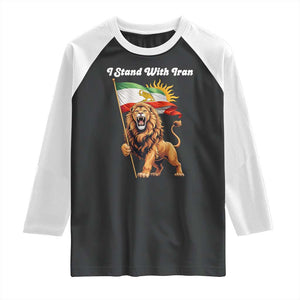 I Stand With Iran Raglan Shirt Freedom Lion Patriotic Resistance Gift TS12 Black White Print Your Wear