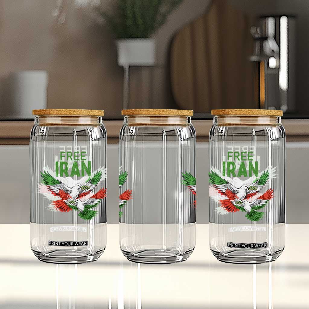 Iranian Flag Peace Doves Glass Can Free Iran Freedom Statement Gift TS12 Print Your Wear