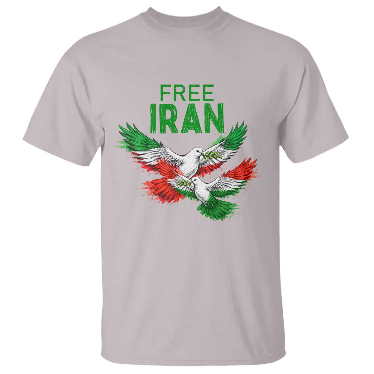 Iranian Flag Peace Doves T Shirt Free Iran Freedom Statement Gift TS12 Ice Gray Print Your Wear