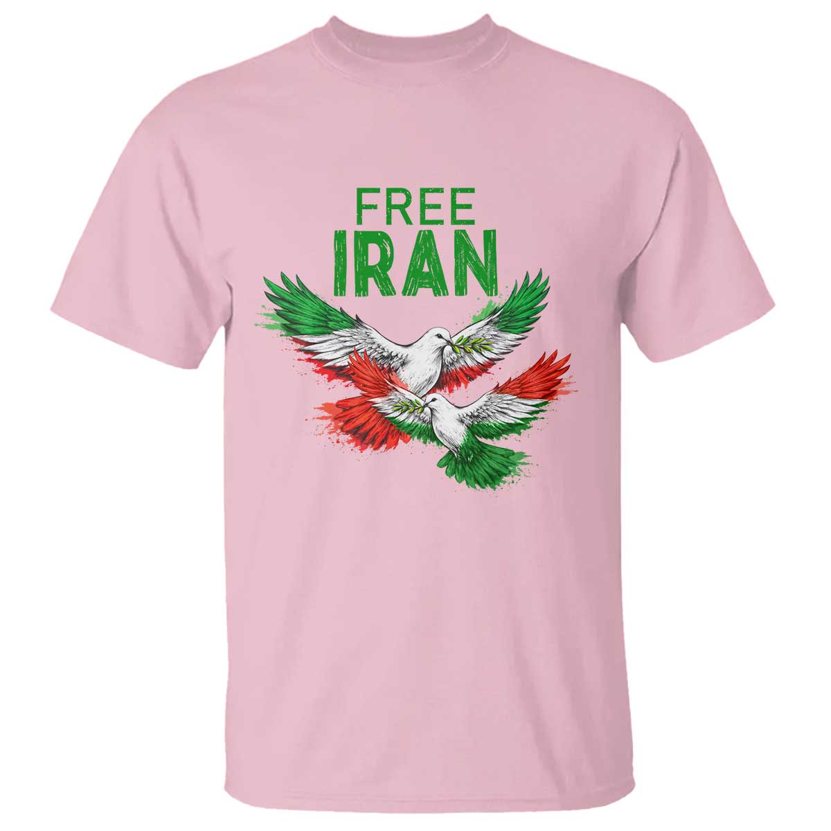 Iranian Flag Peace Doves T Shirt Free Iran Freedom Statement Gift TS12 Light Pink Print Your Wear