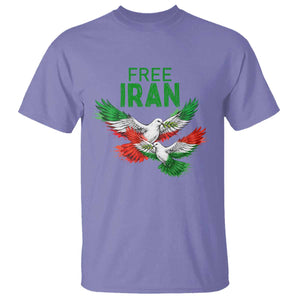 Iranian Flag Peace Doves T Shirt Free Iran Freedom Statement Gift TS12 Violet Print Your Wear