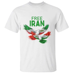 Iranian Flag Peace Doves T Shirt Free Iran Freedom Statement Gift TS12 White Print Your Wear