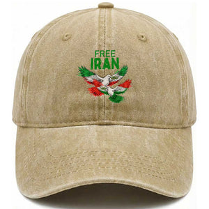 Iranian Flag Peace Doves Washed Cotton Baseball Cap Free Iran Freedom Statement Gift TS12 Print Your Wear