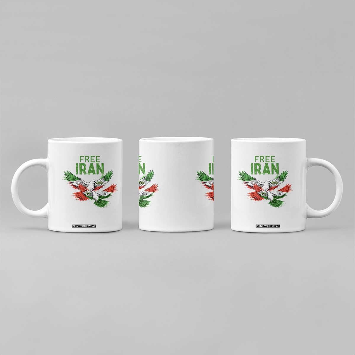 Iranian Flag Peace Doves Coffee Mug Free Iran Freedom Statement Gift TS12 Print Your Wear