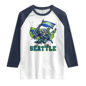 Pacific Northwest Football Pride Raglan Shirt Seattle Fan TS12 White Navy Print Your Wear