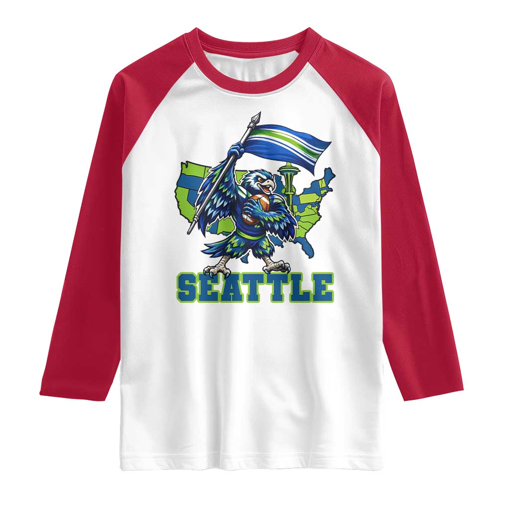 Pacific Northwest Football Pride Raglan Shirt Seattle Fan TS12 White Red Print Your Wear