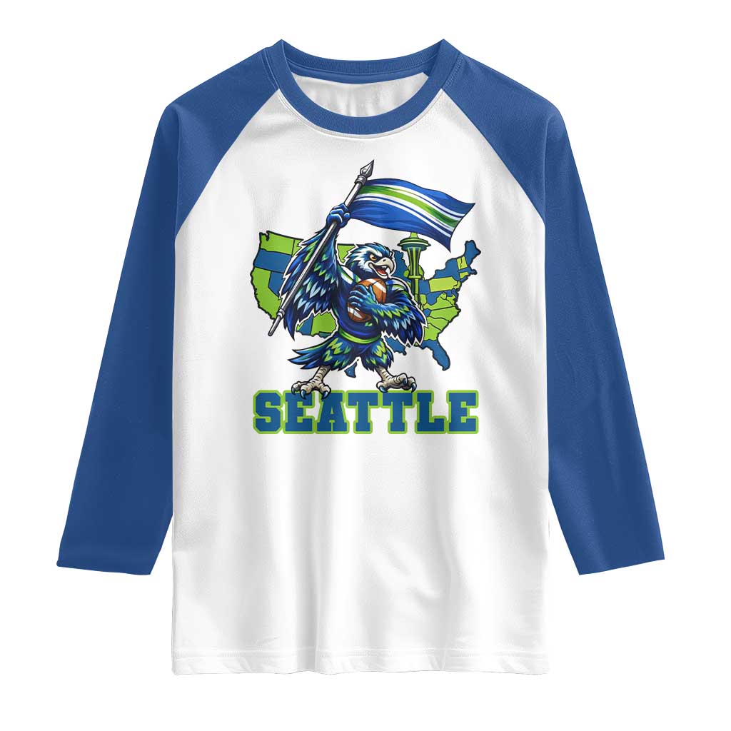 Pacific Northwest Football Pride Raglan Shirt Seattle Fan TS12 White Royal Print Your Wear