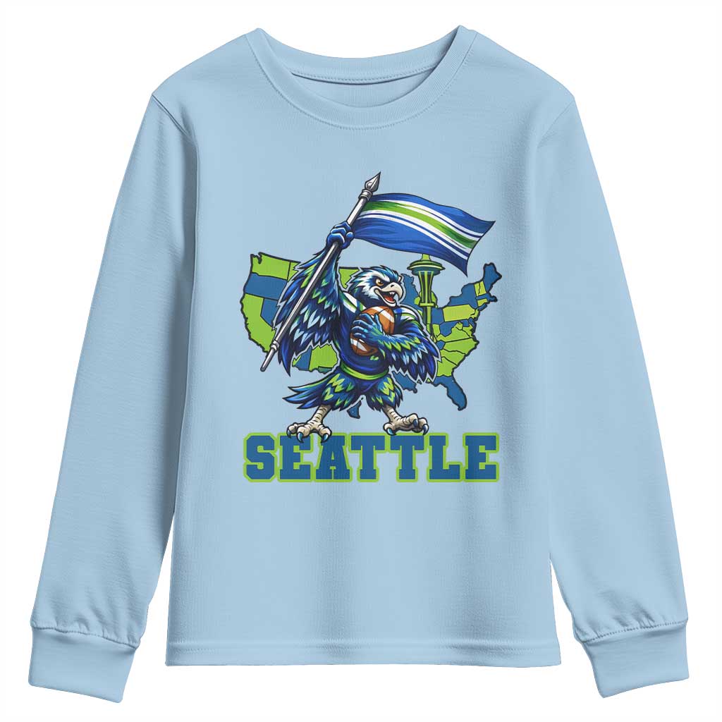 Pacific Northwest Football Pride Youth Sweatshirt Seattle Fan TS12 Light Blue Print Your Wear