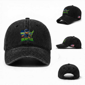 Seattle Fan Pride Washed Cotton Baseball Cap Gift For Sports Lover TS12 Washed Cap Universal Fit Black Print Your Wear