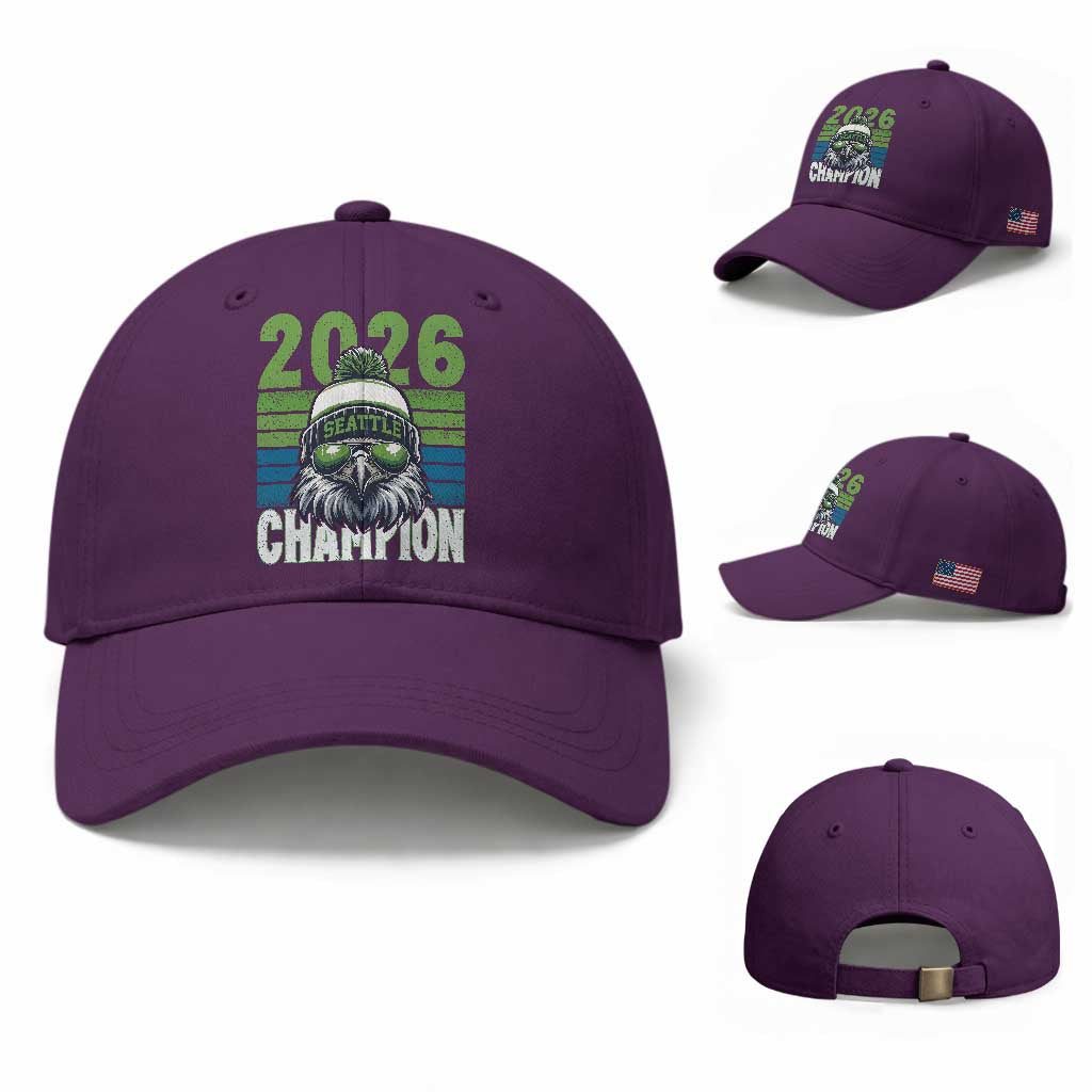 2026 Champion Seattle Baseball Cap 12s Fan Pride TS12 Baseball Cap Universal Fit Purple Print Your Wear