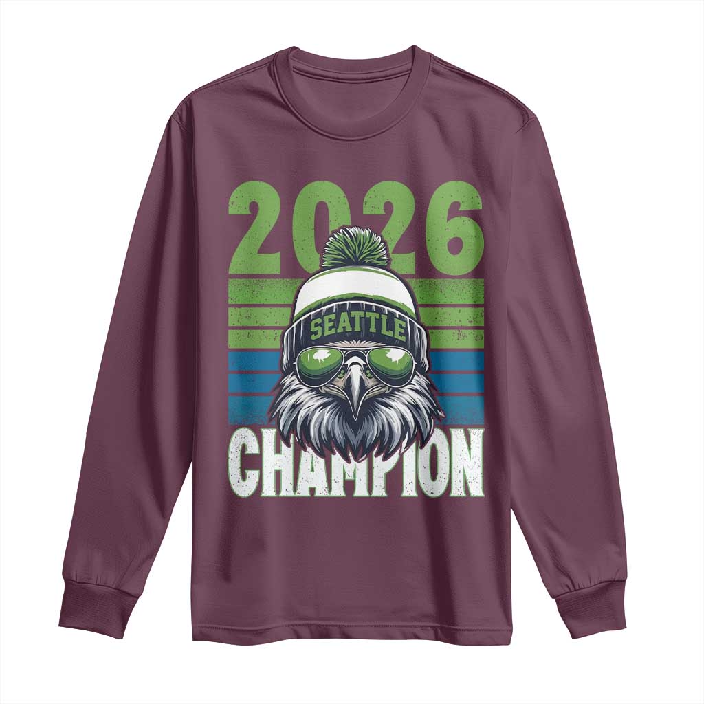 2026 Champion Seattle Long Sleeve Shirt 12s Fan Pride TS12 Maroon Print Your Wear