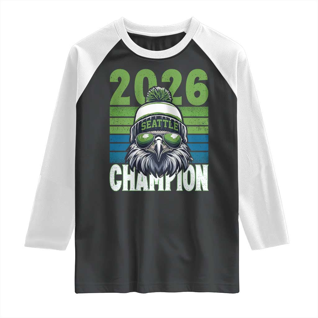2026 Champion Seattle Raglan Shirt 12s Fan Pride TS12 Black White Print Your Wear