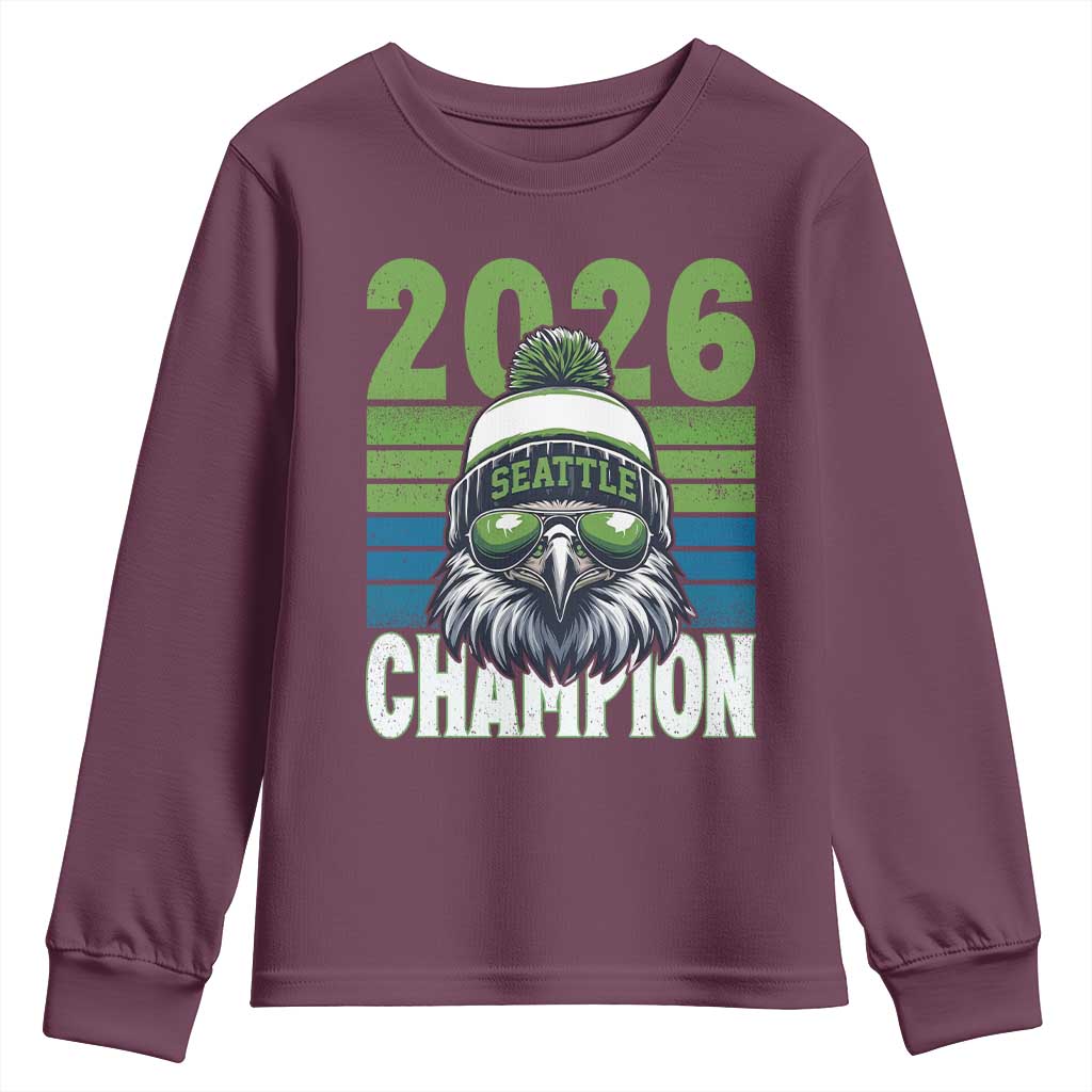 2026 Champion Seattle Youth Sweatshirt 12s Fan Pride TS12 Maroon Print Your Wear