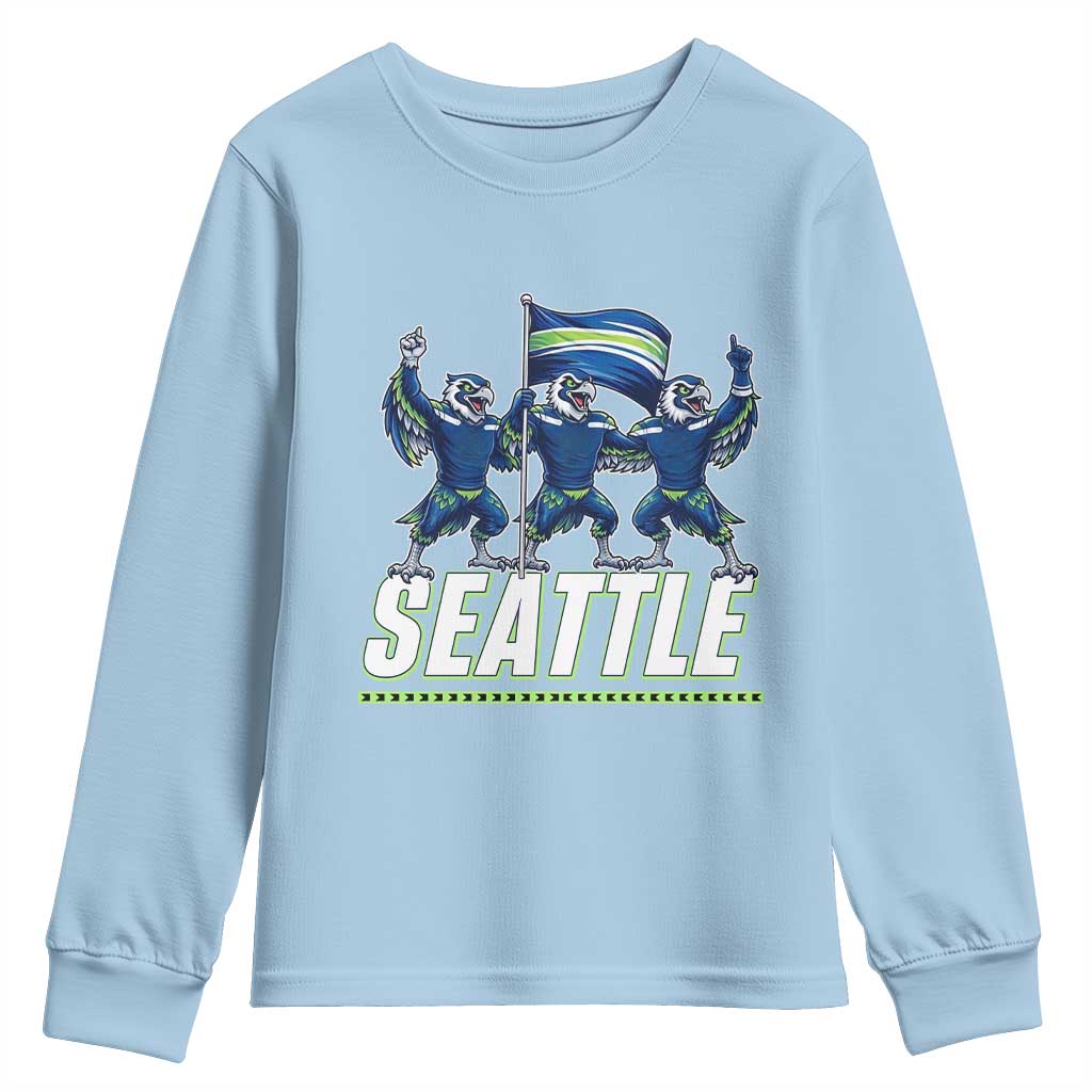 Seattle Fan Pride Victory Celebration Youth Sweatshirt Gift For Sports Lovers TS12 Light Blue Print Your Wear