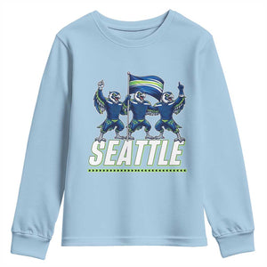 Seattle Fan Pride Victory Celebration Youth Sweatshirt Gift For Sports Lovers TS12 Light Blue Print Your Wear