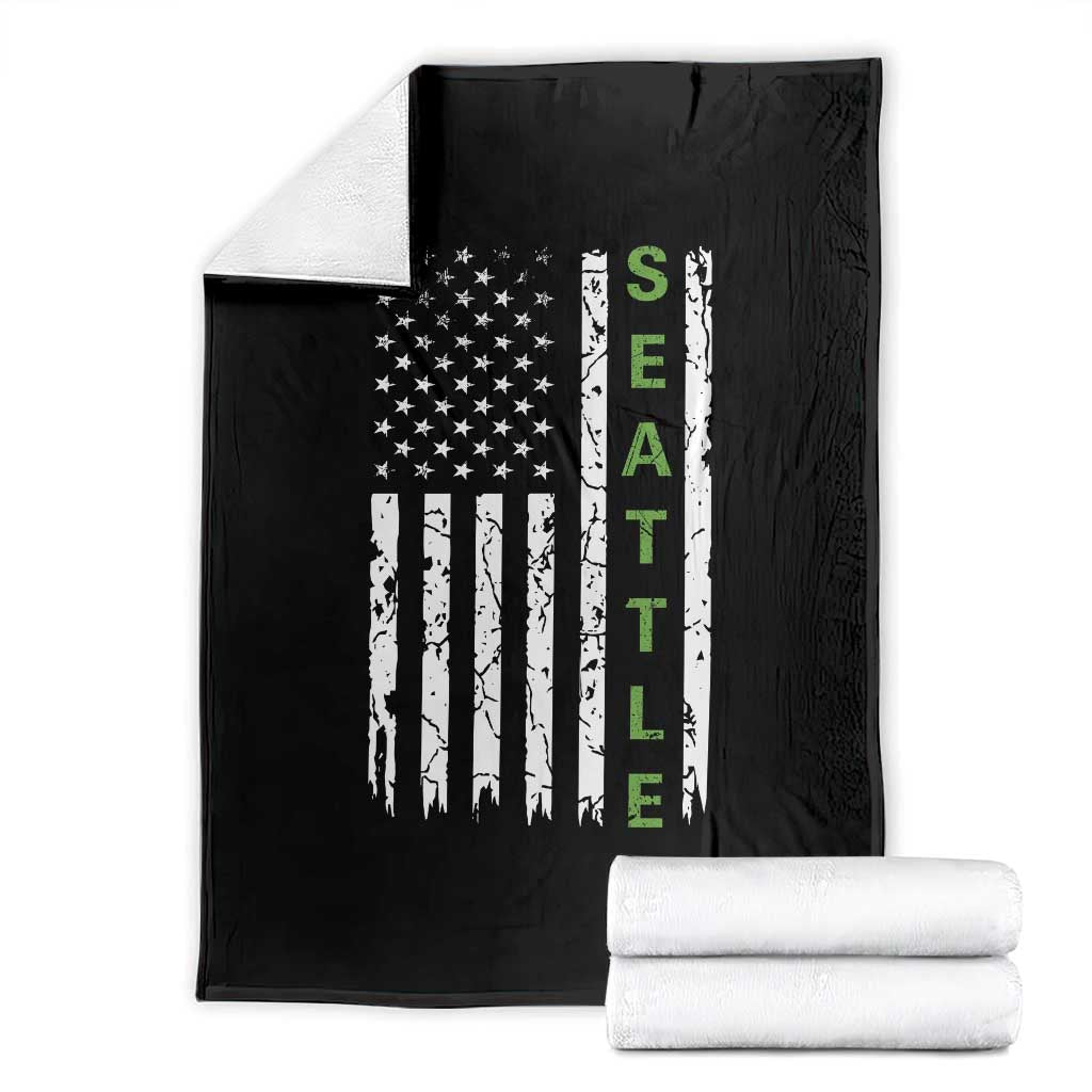 Seattle With American Flag Fan Pride Throw Blanket Gift For Sports Lovers TS12 Black Print Your Wear