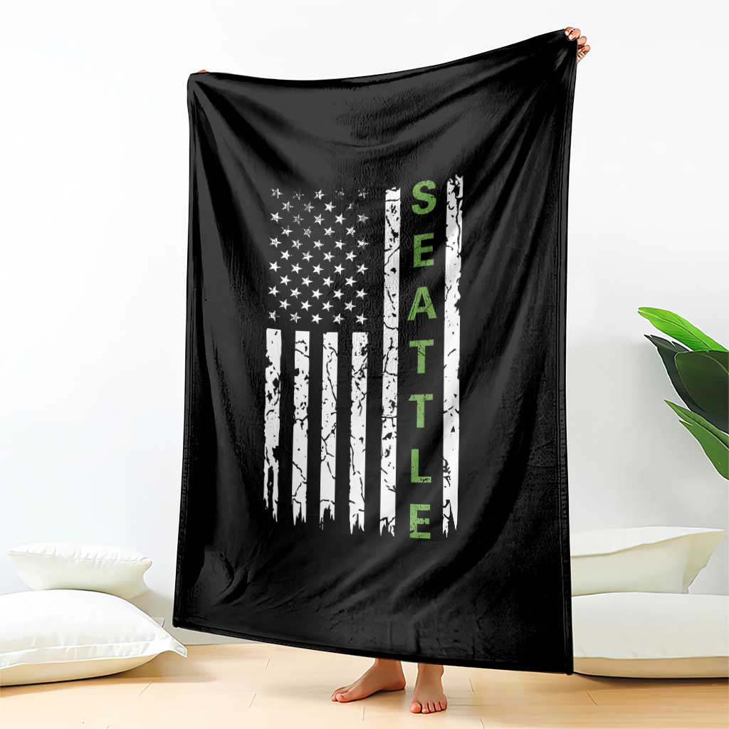 Seattle With American Flag Fan Pride Throw Blanket Gift For Sports Lovers TS12 Print Your Wear