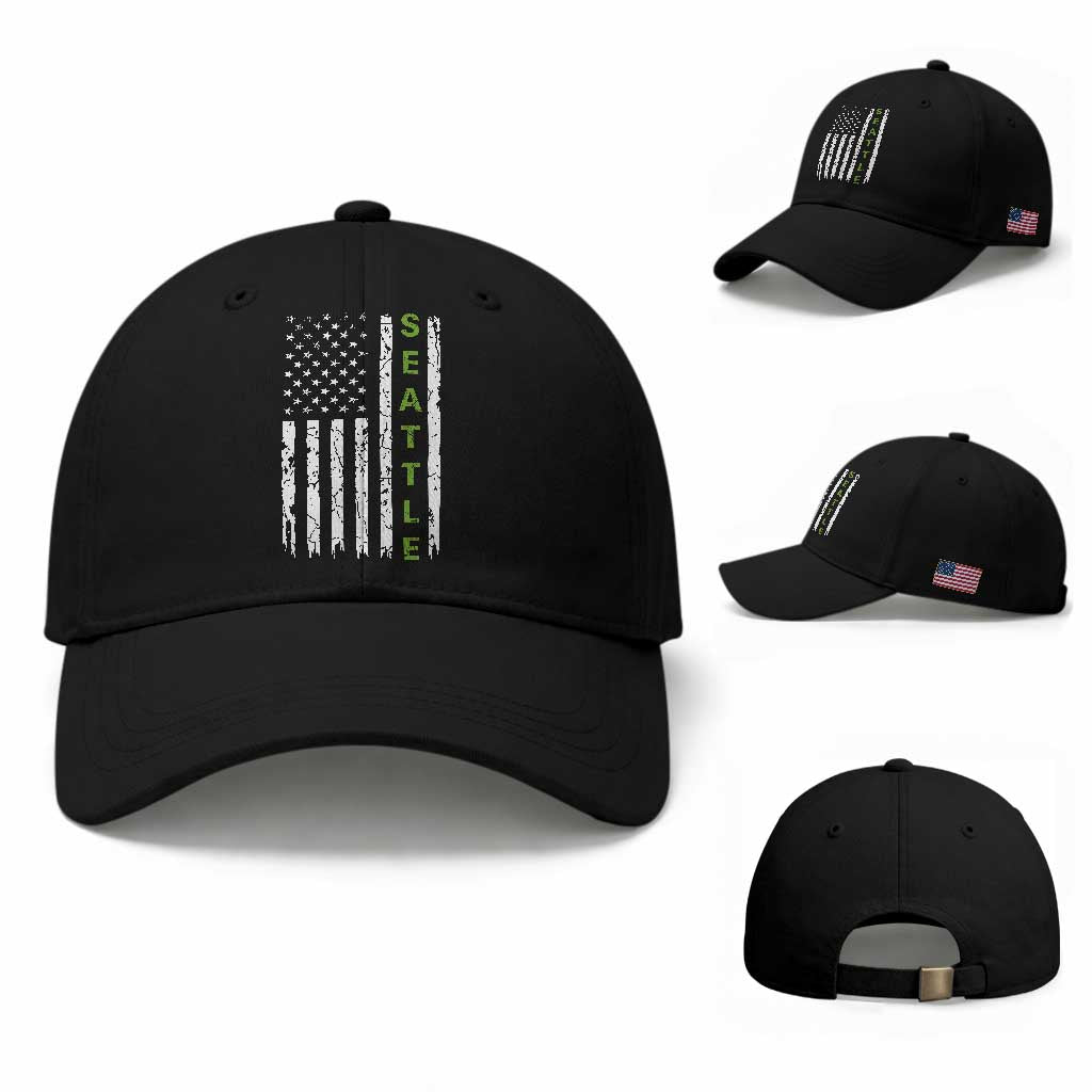 Seattle With American Flag Fan Pride Baseball Cap Gift For Sports Lovers TS12 Baseball Cap Universal Fit Black Print Your Wear