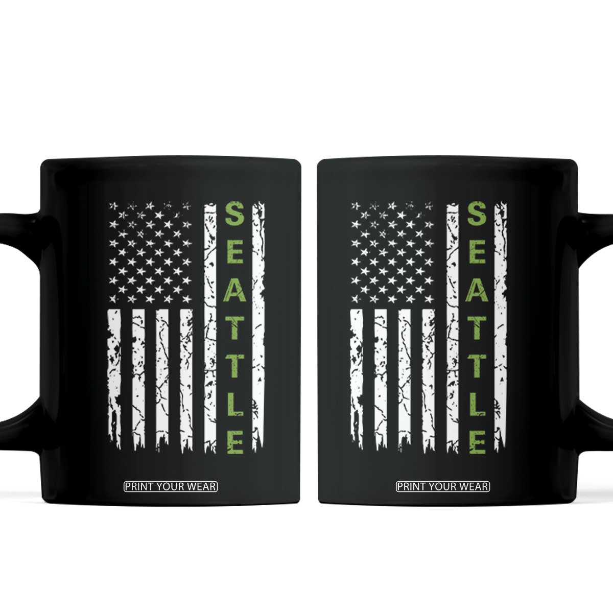 Seattle With American Flag Fan Pride Coffee Mug Gift For Sports Lovers TS12 Black Print Your Wear