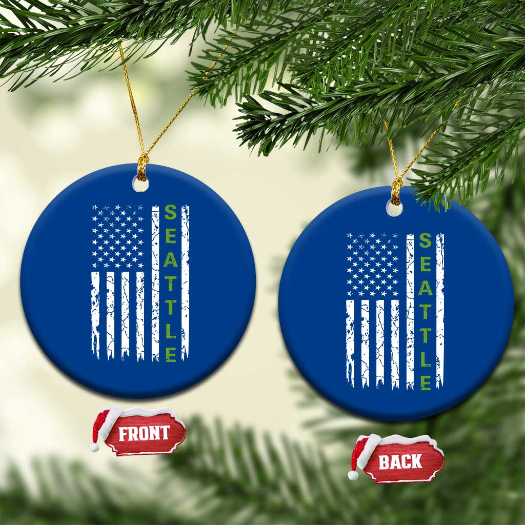Seattle With American Flag Fan Pride Ceramic Ornament Gift For Sports Lovers TS12 1pc Blue Print Your Wear
