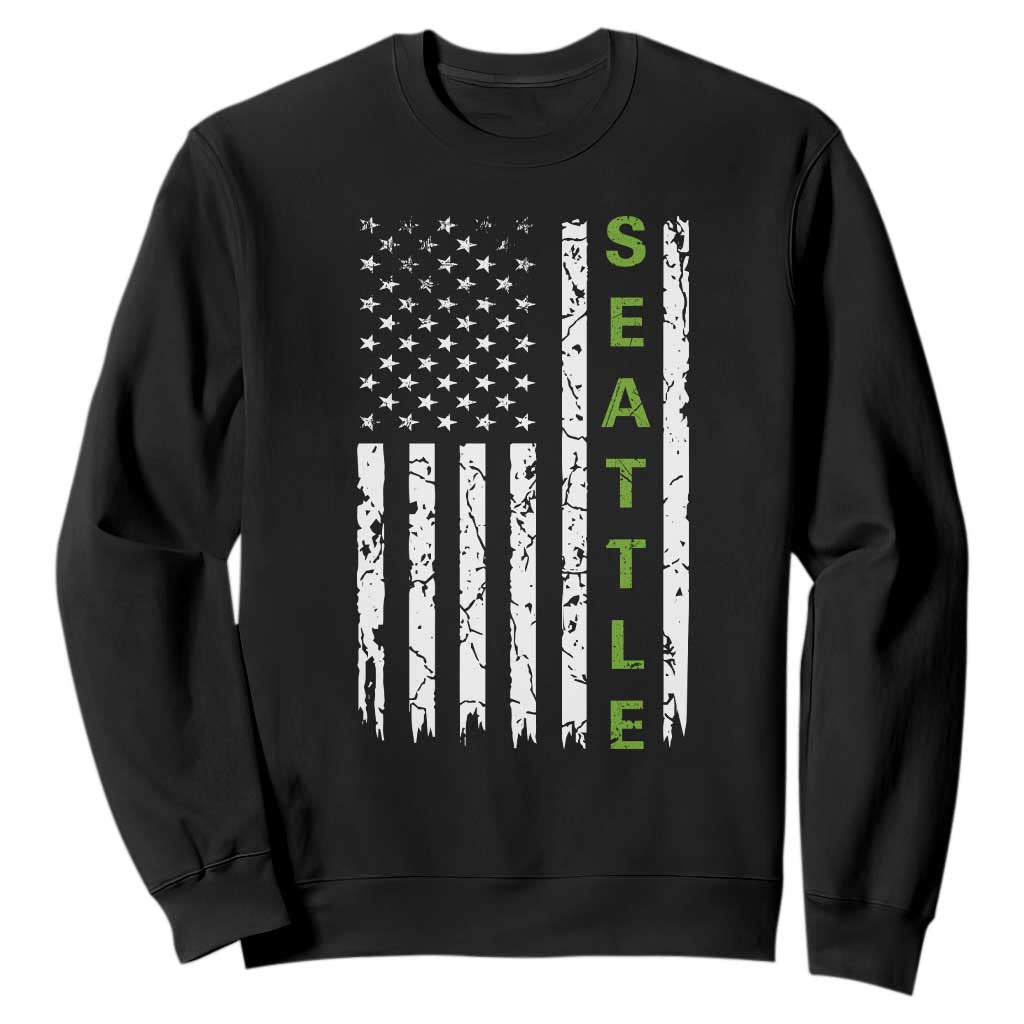 Seattle With American Flag Fan Pride Sweatshirt Gift For Sports Lovers TS12 Black Print Your Wear