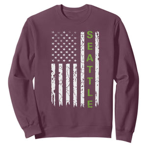 Seattle With American Flag Fan Pride Sweatshirt Gift For Sports Lovers TS12 Maroon Print Your Wear