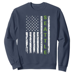 Seattle With American Flag Fan Pride Sweatshirt Gift For Sports Lovers TS12 Navy Print Your Wear