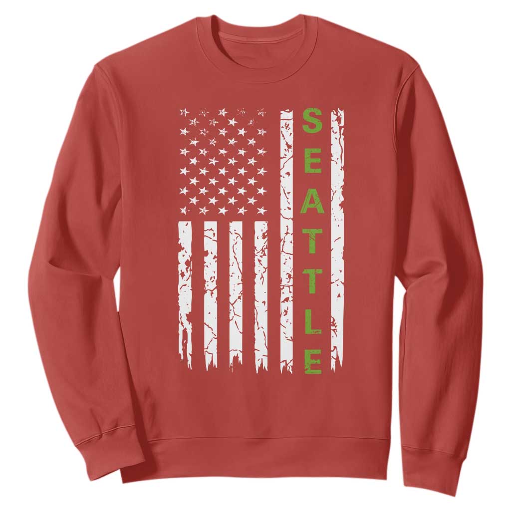 Seattle With American Flag Fan Pride Sweatshirt Gift For Sports Lovers TS12 Red Print Your Wear