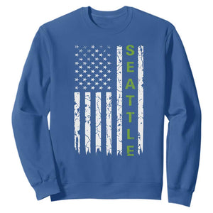 Seattle With American Flag Fan Pride Sweatshirt Gift For Sports Lovers TS12 Royal Blue Print Your Wear