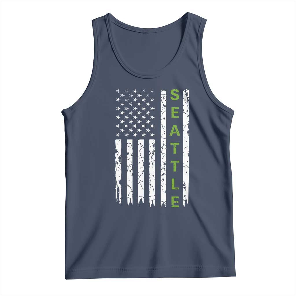 Seattle With American Flag Fan Pride Tank Top Gift For Sports Lovers TS12 Navy Print Your Wear