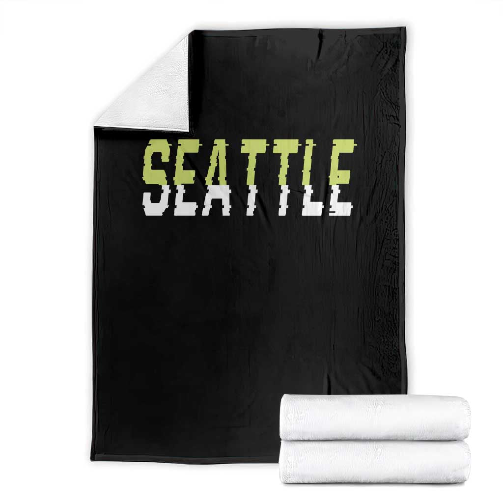 Seattle Retro Glitch Fan Gift Throw Blanket Proud Northwest 12s Fan TS12 Black Print Your Wear