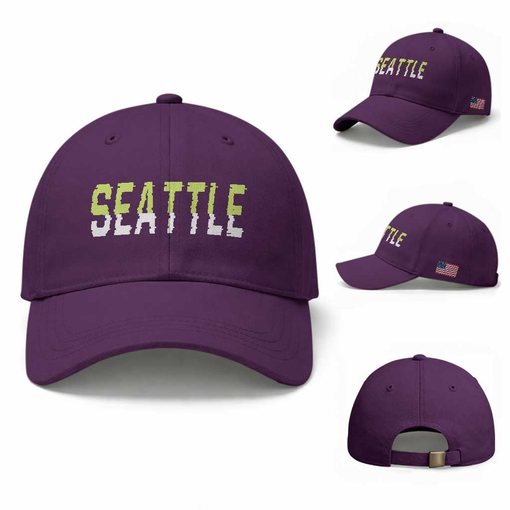 Seattle Retro Glitch Fan Gift Baseball Cap Proud Northwest 12s Fan TS12 Baseball Cap Universal Fit Purple Print Your Wear
