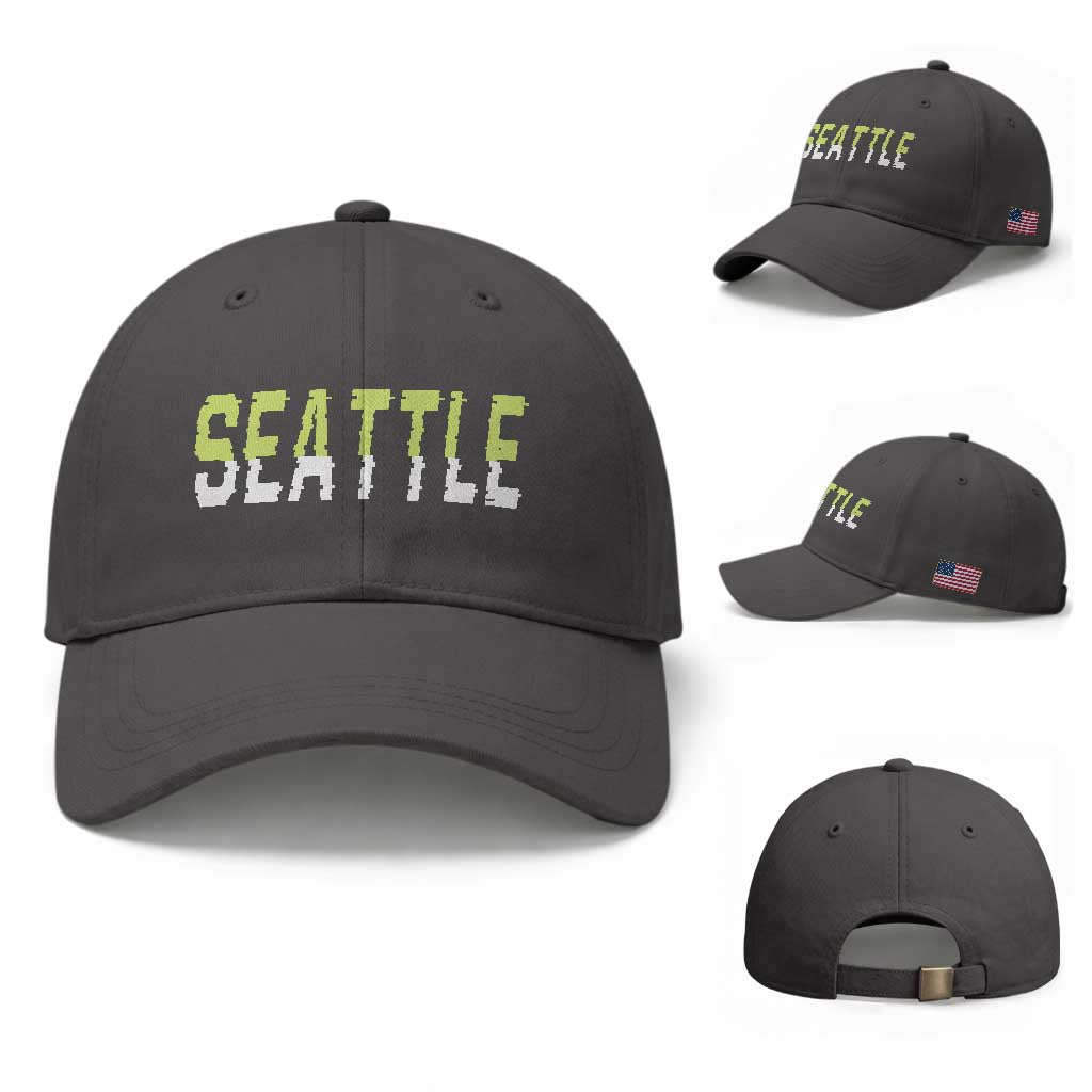 Seattle Retro Glitch Fan Gift Baseball Cap Proud Northwest 12s Fan TS12 Baseball Cap Universal Fit Dark Gray Print Your Wear