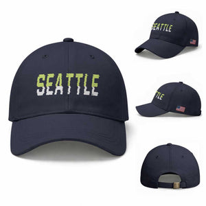 Seattle Retro Glitch Fan Gift Baseball Cap Proud Northwest 12s Fan TS12 Baseball Cap Universal Fit Navy Print Your Wear