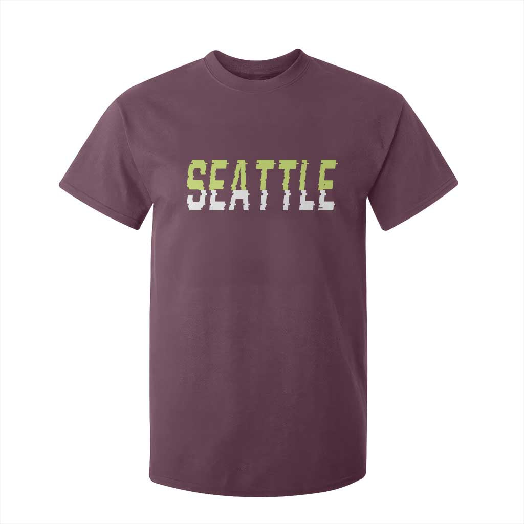 Seattle Retro Glitch Fan Gift T Shirt For Kid Proud Northwest 12s Fan TS12 Maroon Print Your Wear