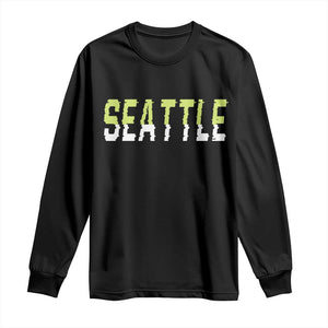 Seattle Retro Glitch Fan Gift Long Sleeve Shirt Proud Northwest 12s Fan TS12 Black Print Your Wear