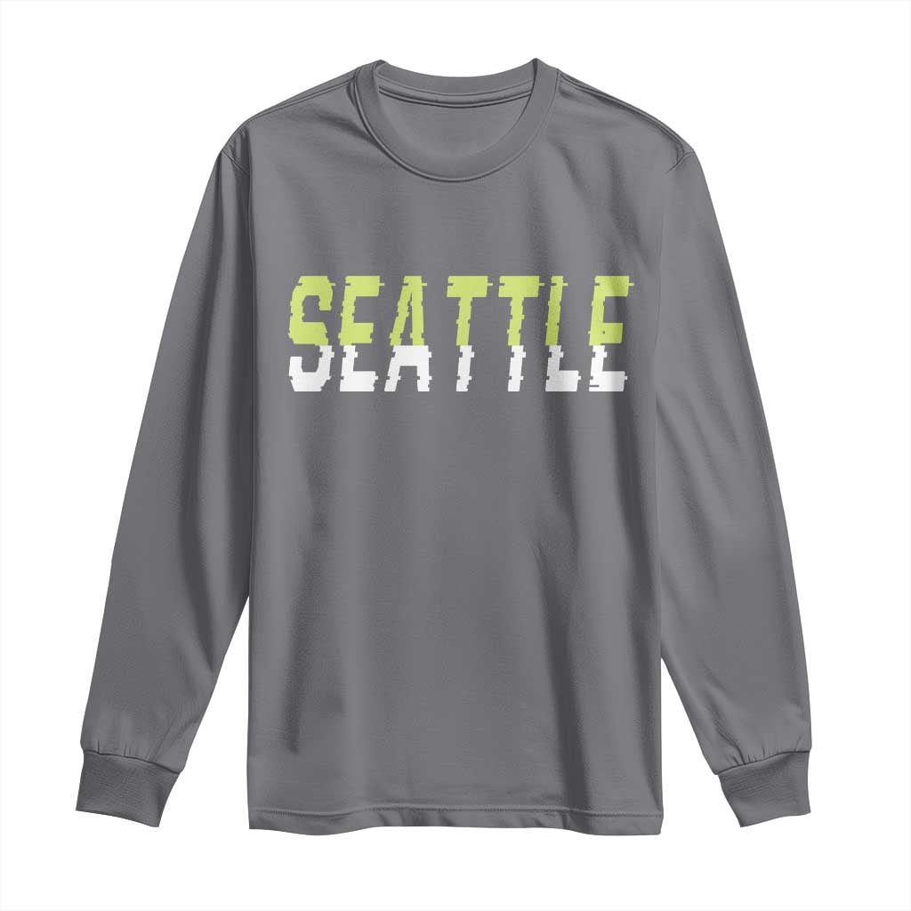 Seattle Retro Glitch Fan Gift Long Sleeve Shirt Proud Northwest 12s Fan TS12 Charcoal Print Your Wear