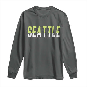 Seattle Retro Glitch Fan Gift Long Sleeve Shirt Proud Northwest 12s Fan TS12 Dark Heather Print Your Wear