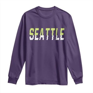 Seattle Retro Glitch Fan Gift Long Sleeve Shirt Proud Northwest 12s Fan TS12 Purple Print Your Wear