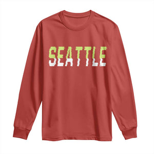 Seattle Retro Glitch Fan Gift Long Sleeve Shirt Proud Northwest 12s Fan TS12 Red Print Your Wear